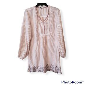 Anthropologie Floreat Embroidered Peasant Boho Tunic Mini Dress sz XS